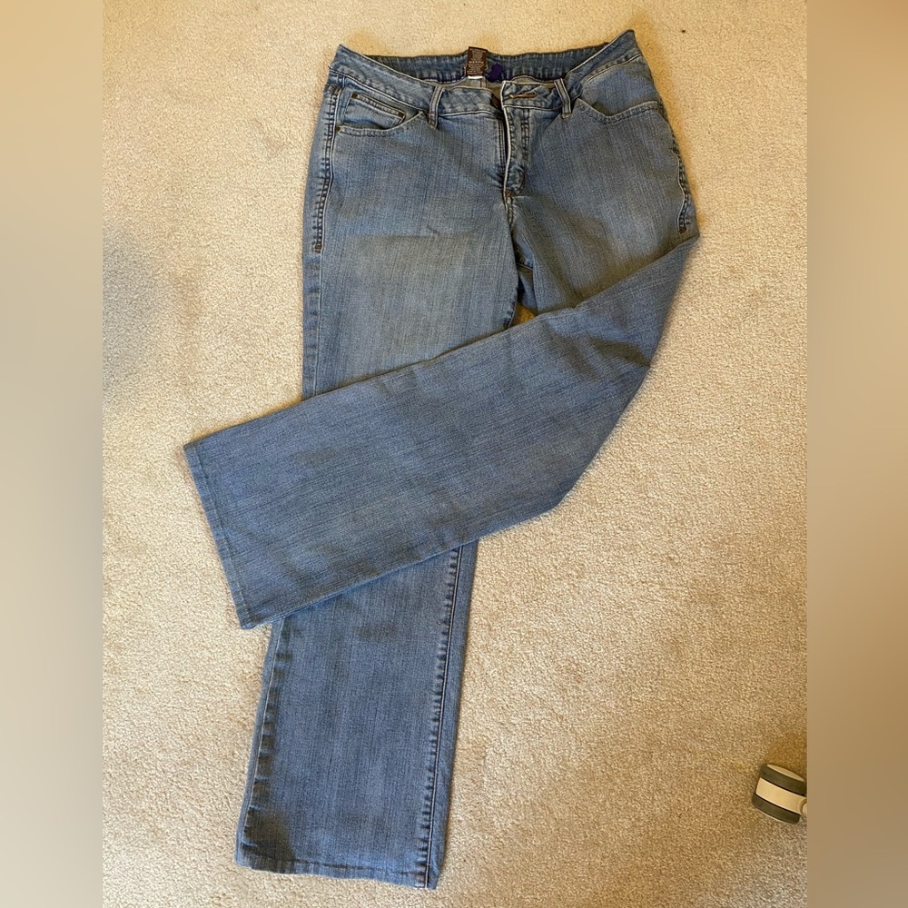 Jag Light Blue Stretch Denim Jeans Size 16 Embroidered Waist Comfortable Vintage